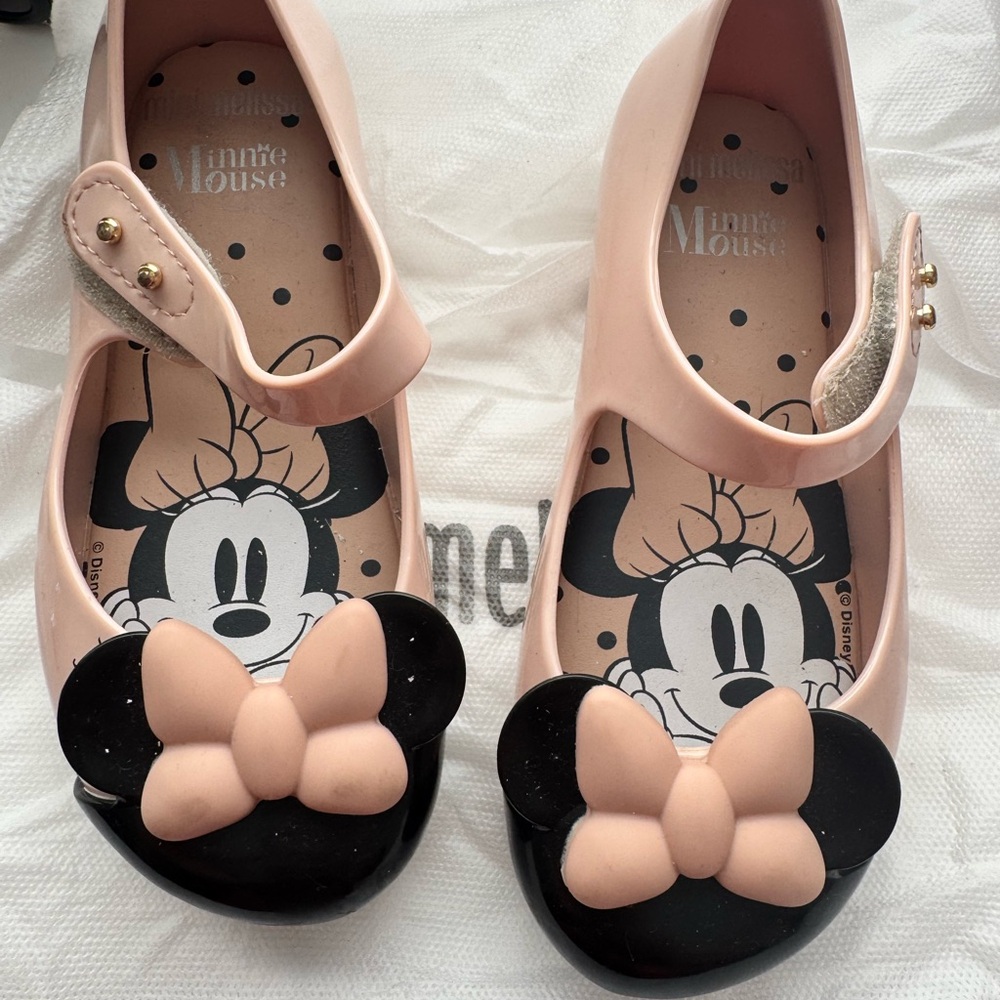 Mini Melissa Pink and Black Minnie Mouse Jelly Dress Shoes